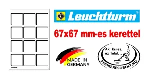 Leuchtturm 2 db érmetartó lap 67x67 mm-es kerettel L méretben.