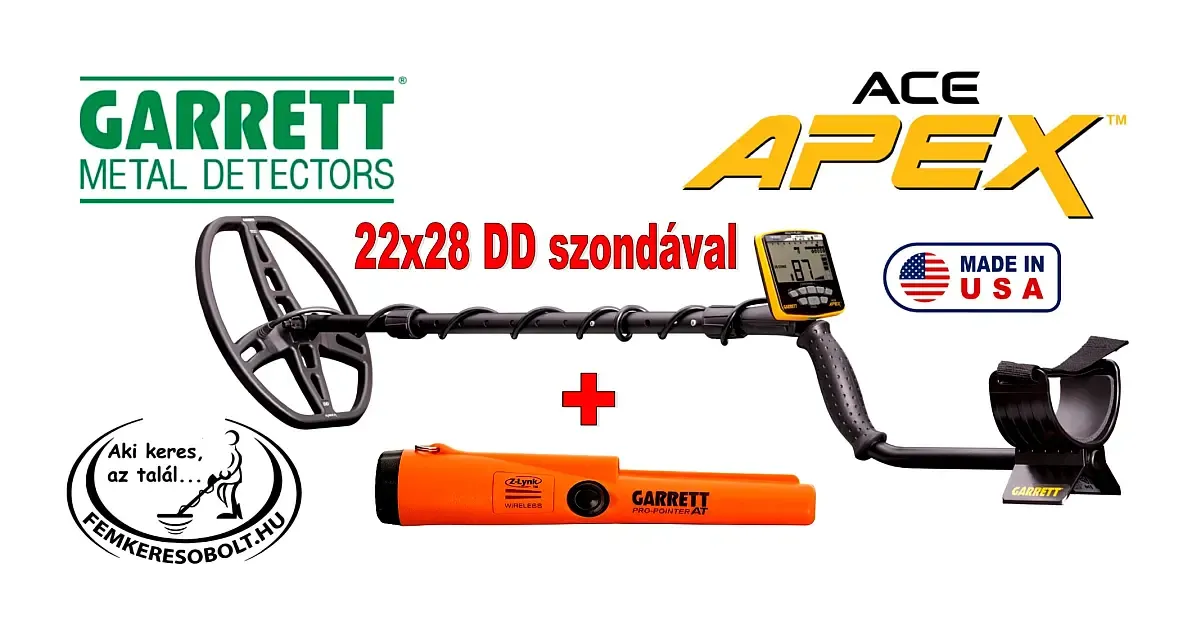 Garrett Ace Apex 22x28 cm-es DD szonda Pointerrer