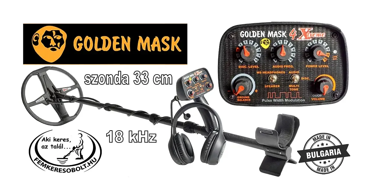 Golden Mask GM4 Xtrem fémkereső 33 cm DD szondával + WHP