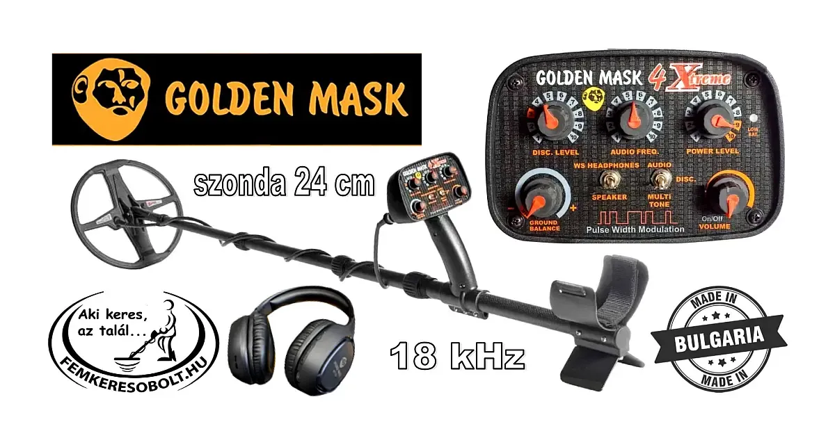 Golden Mask GM4 Xtrem fémkereső 24 cm DD szondával