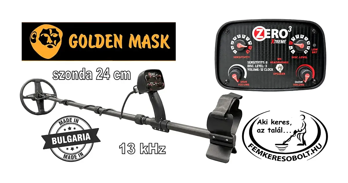 Golden Mask LP ZERO 3 Xtreme fémkereső 24 cm dd szondával