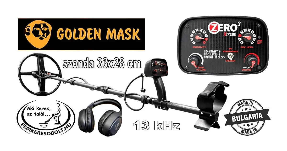 Golden Mask LP ZERO 3 Xtreme fémkereső 33x28 cm dd szondával + WHP