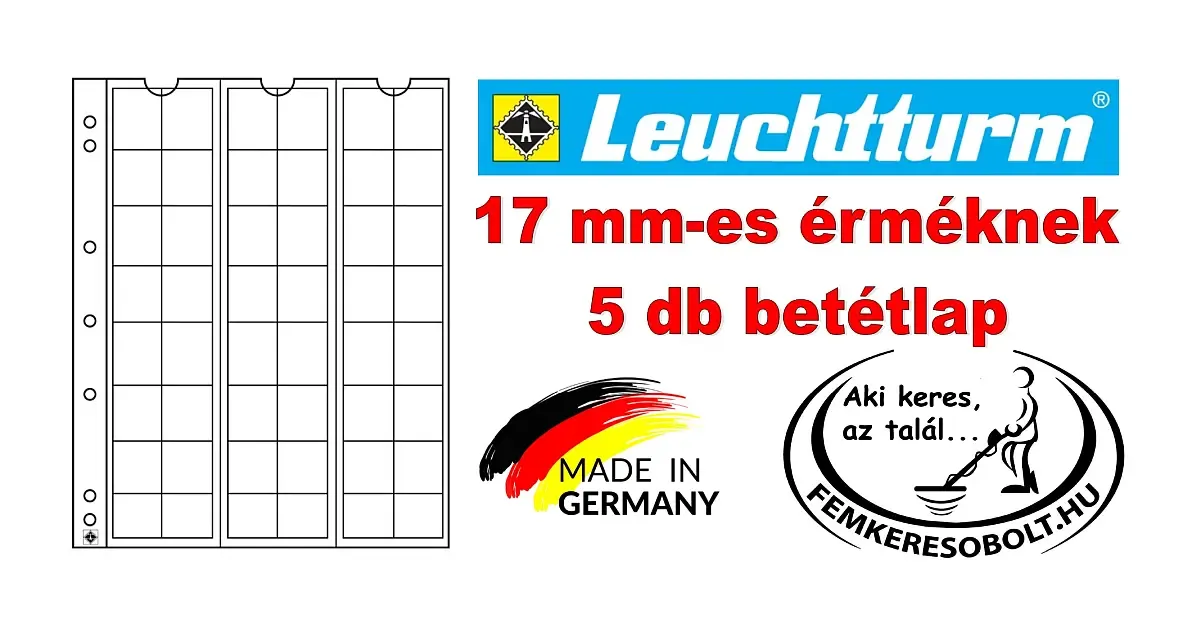 Leuchtturm Numis 5 db érmetartó lap 17 mm-es érméknek