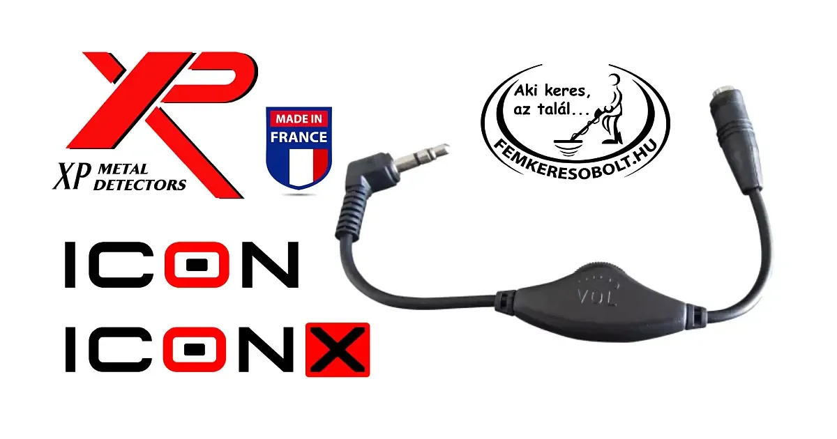 XP ICON X fémkereső fejhallgató hangerőszabályozó kábel